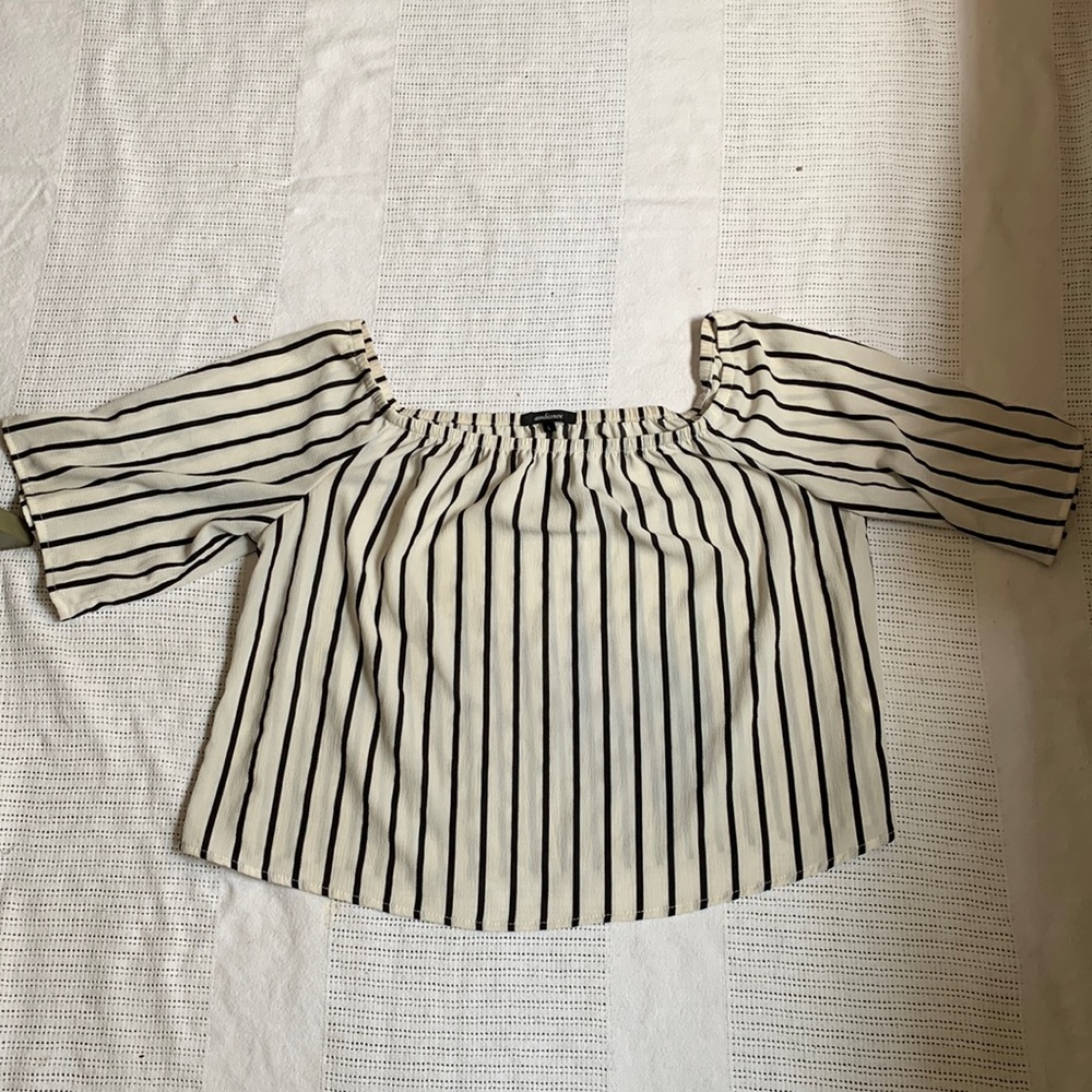Striped Off the Shoulder Cropped Top